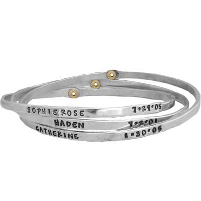 Personalized Moment in Time Bracelets Silver, Triple Intertwined