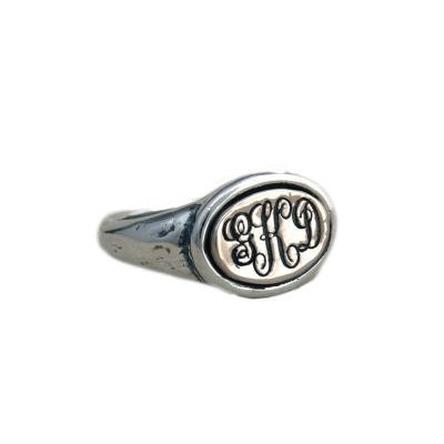 silver Monogram ring with script initials