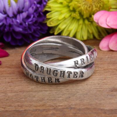 mother daughter friend rings with personalized names
