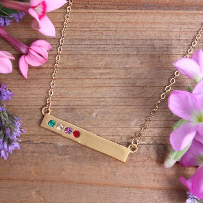 gold birthstone bar necklace