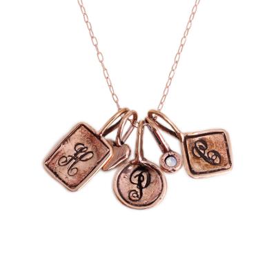 rose gold initial charm necklace