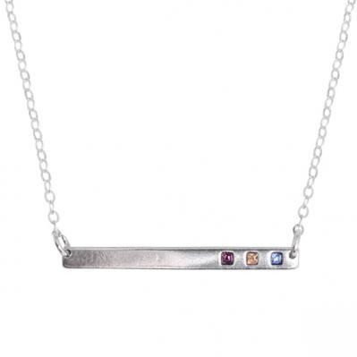 Silver Birthstone Bar Necklace, Gratitude Necklace
