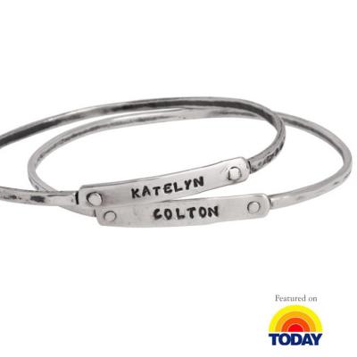 Mothers stackable silver bracelets