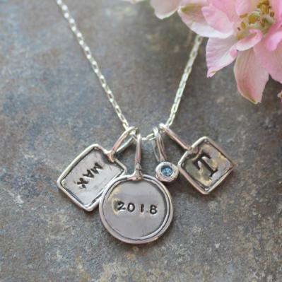 silver initial charm necklace