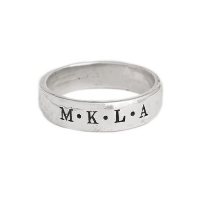 Dad's Ring, Personalized Rings for Dad stamped with children's initials in silver by Nelle and Lizzy