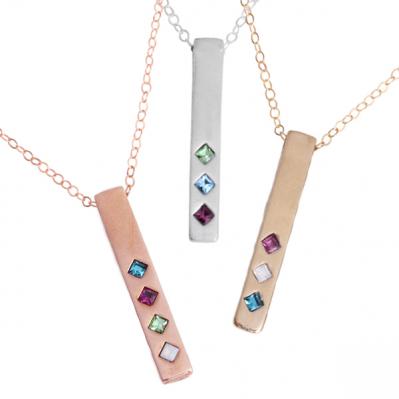 Birthstone Bar Necklace, Family Totem