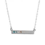silver bar necklace on model