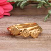 Stackable gold rings with initials