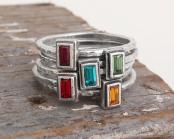 sterling silver stackable birthstone rings