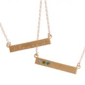 Bar necklace in gold with birthstones