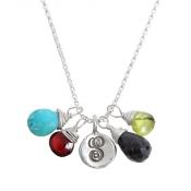 necklace with natural birthstone initials