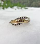 Ring for Mom with name in silver and gold on model