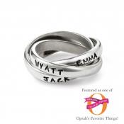 Triple Personalized Mothers Ring Handstamped