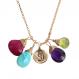 mother of four birthstone initial necklace in gold