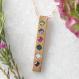 Birthstone Bar Necklace Gold, Family Totem Birthstone Necklace 3