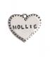 Silver stamped checked heart charm