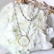 Hex Necklace, Sterling silver necklace with Gold Hexagonal Pendant