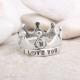 Crown Ring, Silver Stamped Initial Ring