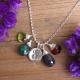 natural stone birthstone necklace for four children