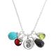 mother of four initial and birthstone charm necklace