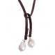 leather choker necklace with pearls