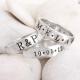 Men's Ring stamped with children's initials in silver by Nelle and Lizzy