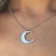 I Love you to the Moon and Back Birthstone Charm Necklace Silver 3