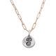 mother of two initial necklace in silver and bronze