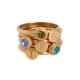 3 stone mothers ring stacked in gold