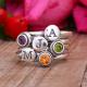 Grandmothers rings with birthstones and initials - set of 6