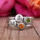 Stackable birthstone and initial rings - set of four