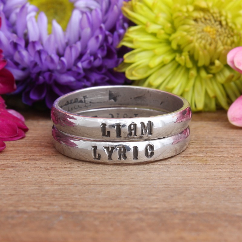 Set of Two Personalized Name Rings for Mom