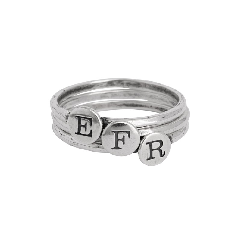 Stackable Rings with Initials Sterling Silver Initial Rings
