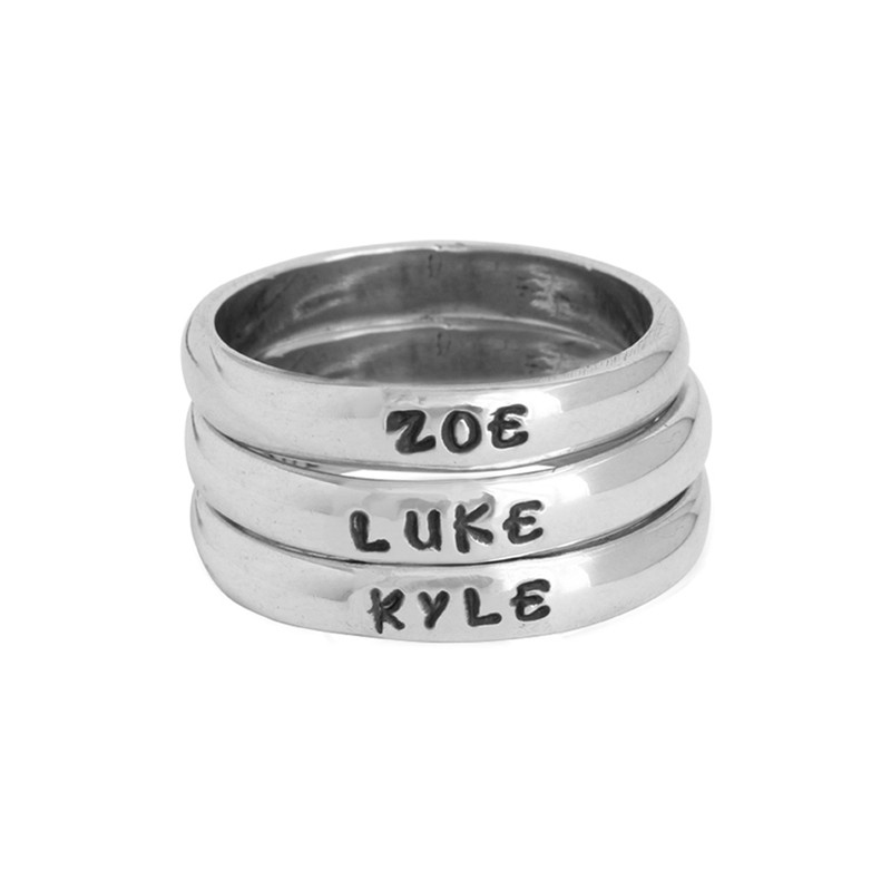 stackable name rings for mothers of three