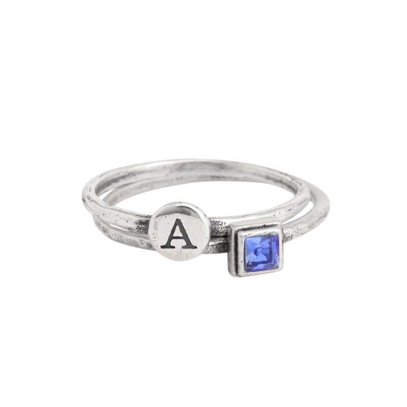 silver stacking rings with birthstones