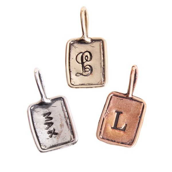 Trinket tag charm in silver, gold and rose gold