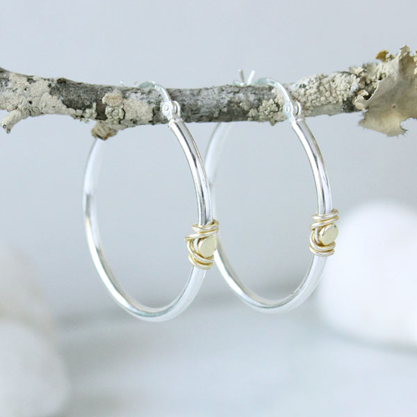 Wire Wred Hoop Earrings Gold And Silver Wire Wred Hoop Earrings Gold And Silver