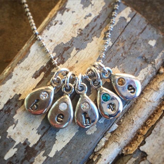 initial mother necklace with birthstones
