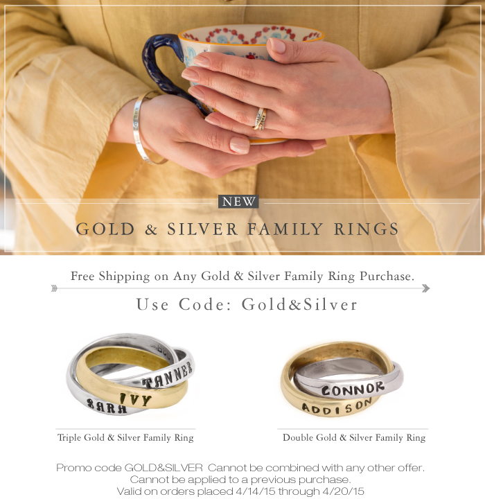 gold and silver family rings for mom