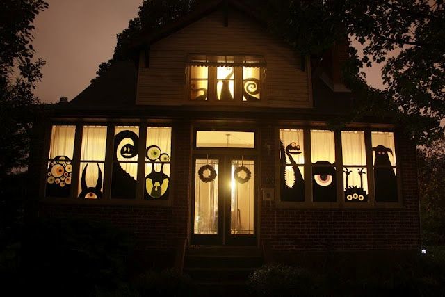 Window monster decor for Halloween