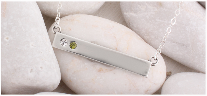 bar necklace with birthstones
