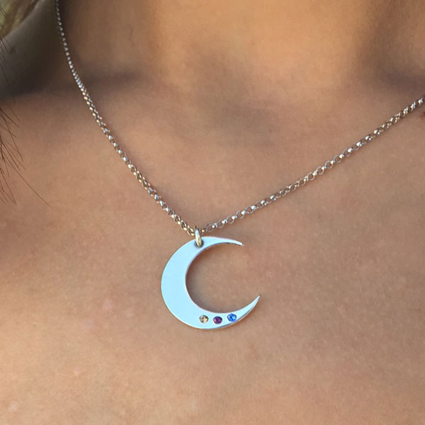 i love you tot he moon and back birthstone necklace